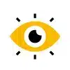 eye symbol representing high visibility in yellow and black